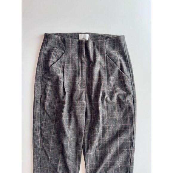 Aritzia WILFRED Chambery Grey Check Wool Cashmere Pleated Trouser Pants, Size 4 - Picture 3 of 15